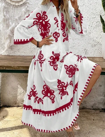 Rochie medie SHEIN, alb/rosu Alb