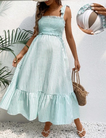 Rochie lunga SHEIN Maternity, verde