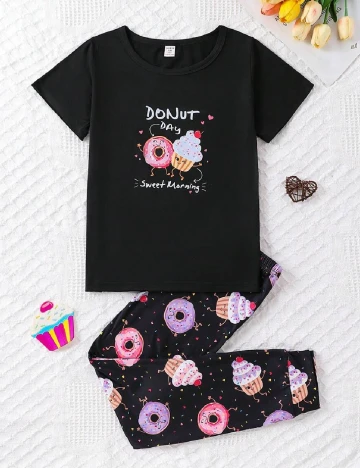 Pijama Shein Kids, negru Negru