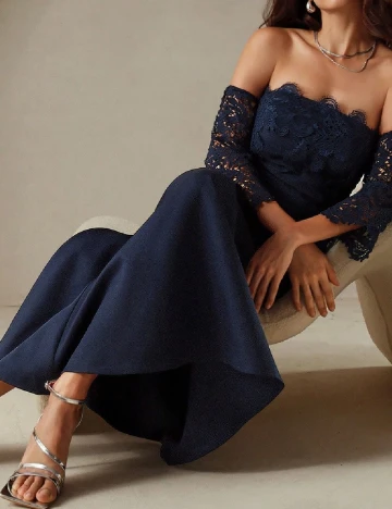 Rochie lunga Anewsta, bleumarin Albastru