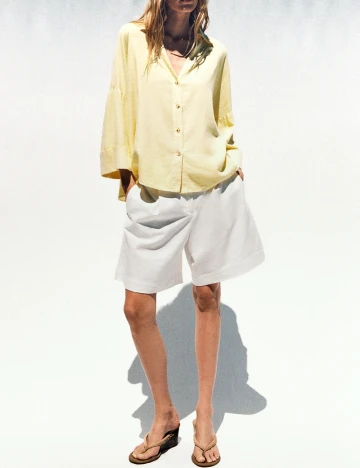 Camasa Oversize Zara, galben Galben