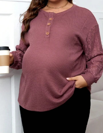 Bluza SHEIN Maternity Plus, roz pudra