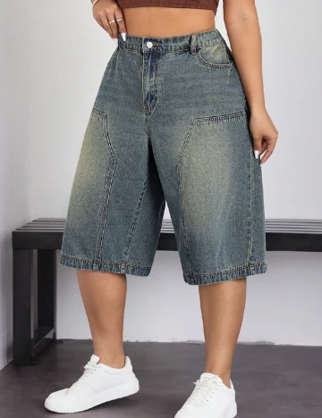 Pantaloni scurti SHEIN CURVE, albastru