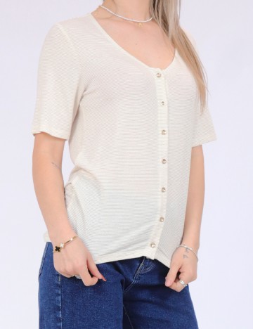 Tricou Pieces, crem