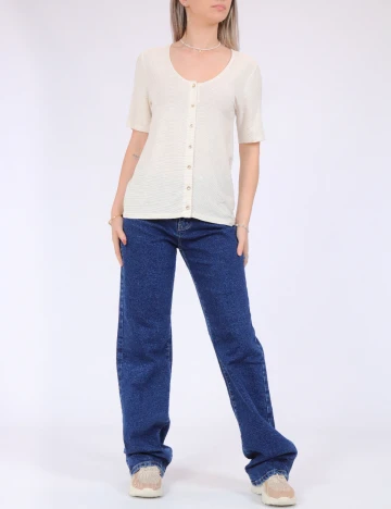 Tricou Pieces, crem