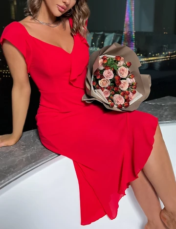 Rochie medie Eilly Bazar, rosu