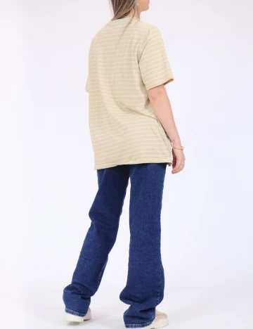 Tricou Pieces, crem/verde