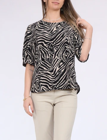 Bluza Pieces, negru/crem