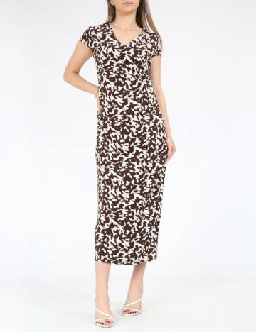 Rochie medie Only, maro/alb Maro