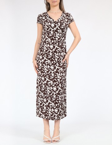 Rochie medie Only, maro/alb