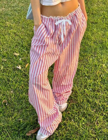 
						Pantaloni SHEIN, rosu/alb