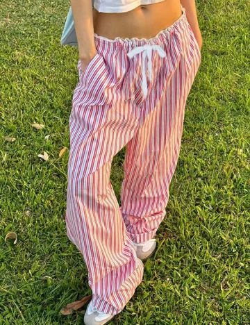 Pantaloni SHEIN, rosu/alb