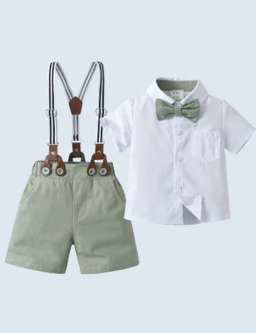 Compleu Shein Kids, alb/verde Alb