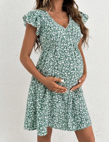 Rochie scurta SHEIN Maternity, verde