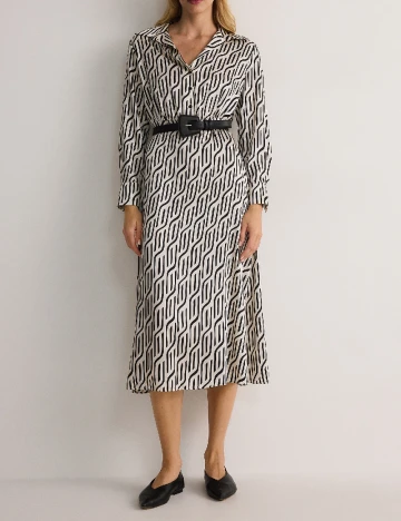 Rochie medie Reserved, alb/negru Alb