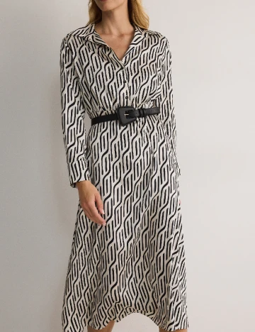Rochie medie Reserved, alb/negru Alb
