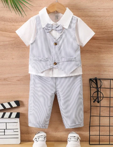Compleu Shein Kids, alb/albastru Albastru