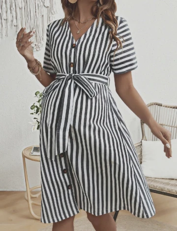 Rochie scurta SHEIN Maternity, alb/gri