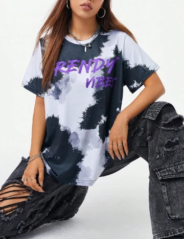 Tricou SHEIN, alb/negru