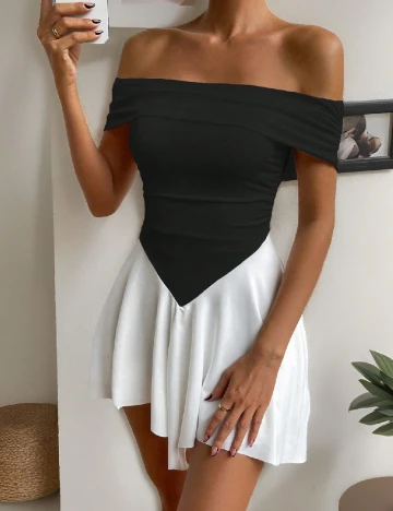 Rochie scurta SHEIN, alb/negru