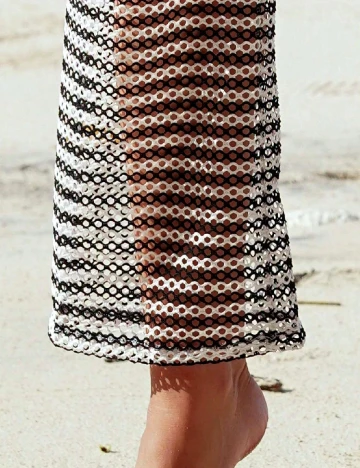 Pantaloni de plaja SHEIN, alb/negru Negru