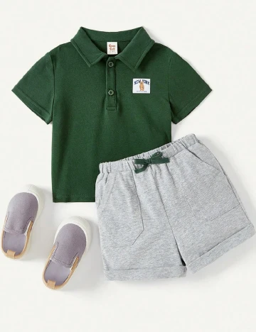 Compleu Shein Kids, verde/gri Verde