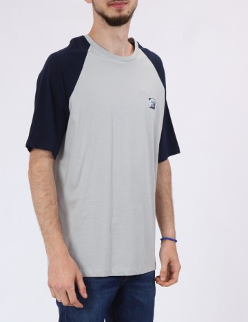 Tricou Jack&Jones, gri/bleumarin