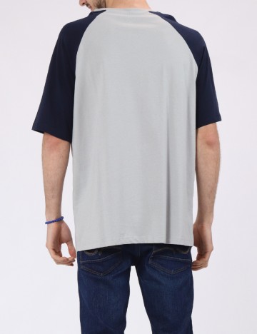 Tricou Jack&Jones, gri/bleumarin