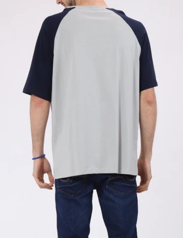 Tricou Jack&Jones, gri/bleumarin