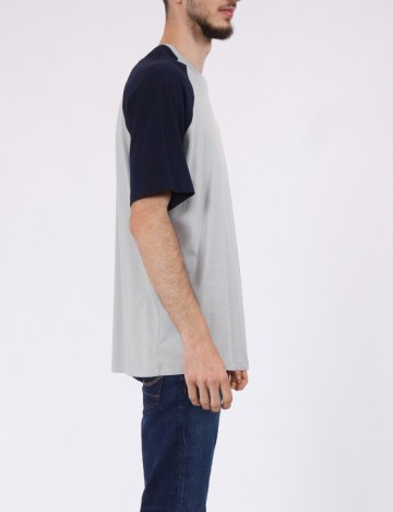 Tricou Jack&Jones, gri/bleumarin