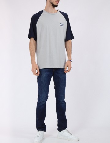 
						Tricou Jack&Jones, gri/bleumarin