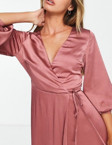 Rochie medie Liquorish, roz pudra inchis