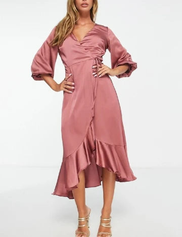 Rochie medie Liquorish, roz pudra inchis