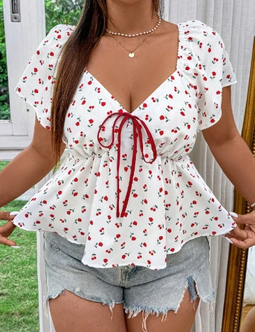 Bluza SHEIN CURVE, alb Alb