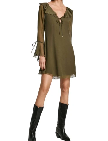 Rochie scurta Pepe Jeans, kaki