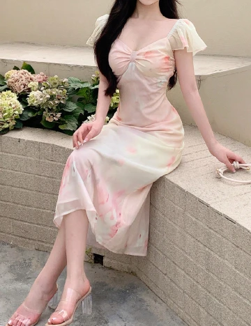 Rochie medie Dazy, roz Roz