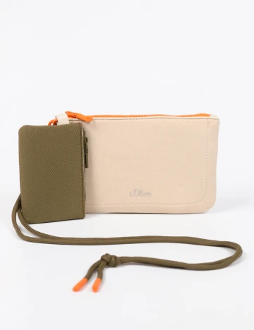 Portofel cu portcard s.Oliver, bej/verde Crem
