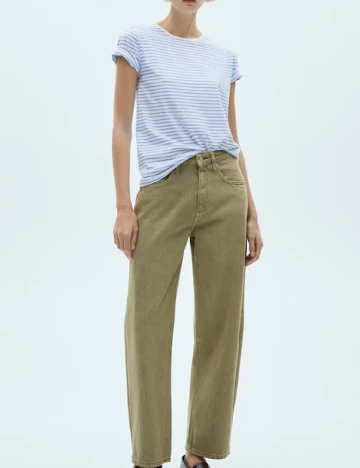 Tricou Mango, alb/albastru Albastru