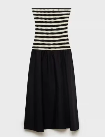 Rochie medie Mango, negru/crem