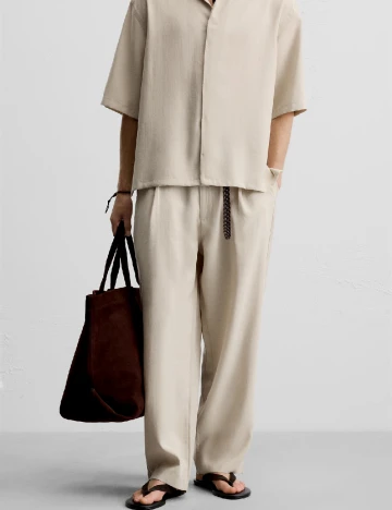 Pantaloni Zara, crem