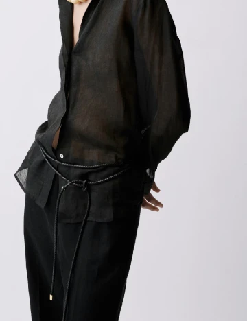 Pantaloni Mango, negru Negru