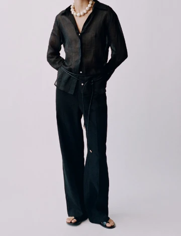 Pantaloni Mango, negru Negru