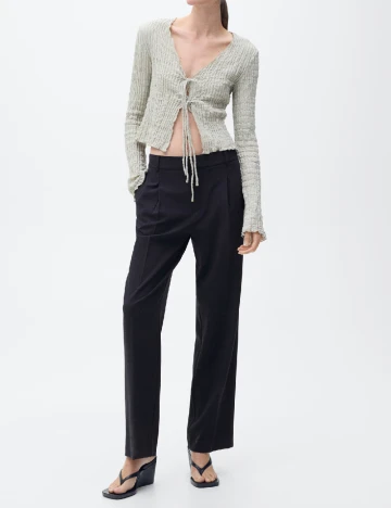 Pantaloni Mango, bleumarin inchis Albastru