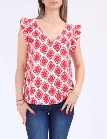 Bluza Only, rosu/crem Rosu