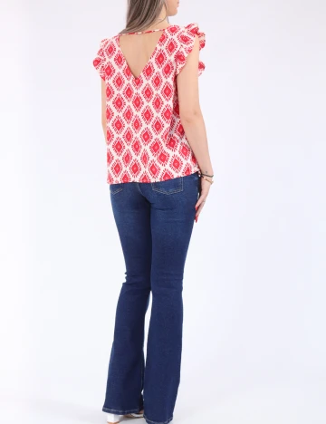 Bluza Only, rosu/crem Rosu
