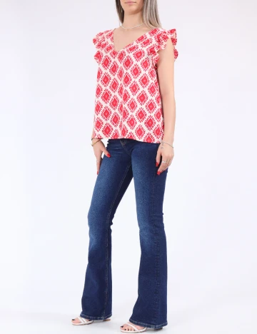Bluza Only, rosu/crem Rosu