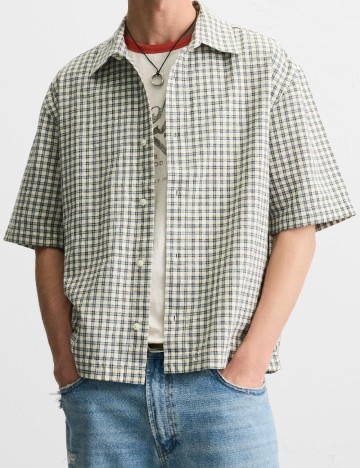
						Camasa Zara, crem/albastru