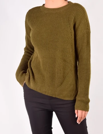 Pulover Pieces, kaki, S Verde