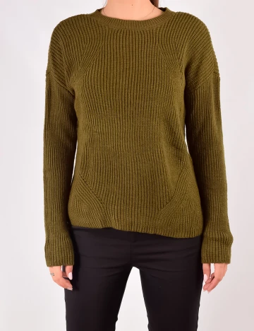 Pulover Pieces, kaki, S Verde