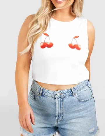 Top Boohoo Plus Size, alb Alb